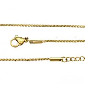Stainless Steel Necklace Chain Gold Plated, approx 0.6mm, 44-49cm length [SSB0877-WL007G]