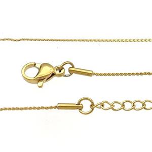 Stainless Steel Necklace Chain Gold Plated, approx 0.5x0.7mm, 44-49cm length [SSB0880]