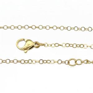 Stainless Steel Necklace Chain Gold Plated, approx 2mm, 44-49cm length [SSB0888]