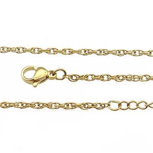 Stainless Steel Necklace Chain Gold Plated, approx 2mm, 44-49cm length [SSB0902]