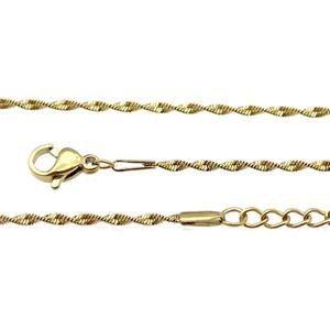 Stainless Steel Necklace Chain Gold Plated, approx 1.6mm, 44-49cm length [SSB0904]
