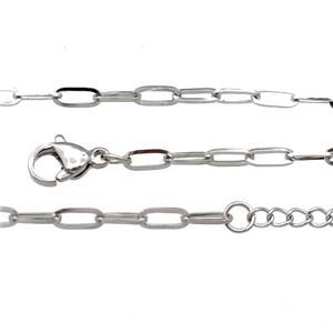 Raw Stainless Steel Necklace Chain, approx 3.2x8mm, 44-49cm length [SSB0907-WL034]