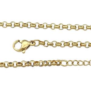 Stainless Steel Necklace Chain Gold Plated, approx 3mm, 44-49cm length [SSB0918]