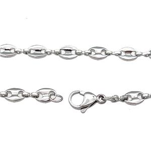 Raw Stainless Steel Necklace Chain, approx 5.5-7.8mm, 50cm length [SSB0950]