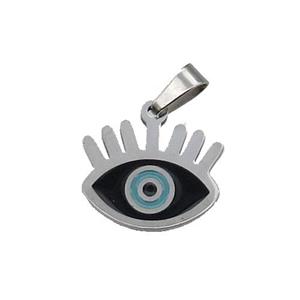 Raw Stainless Steel Evil Eye Pendant Enamel, approx 12-15mm [SSB0960]