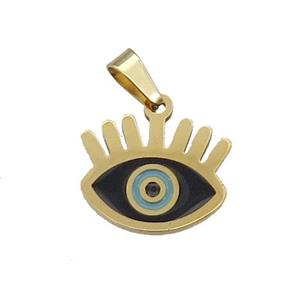 Stainless Steel Evil Eye Pendant Enamel Gold Plated, approx 12-15mm [SSB0961]