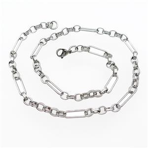 Raw Stainless Steel Necklace, approx 6.5mm, 6.5x18mm, 54cm length [SSB0971]
