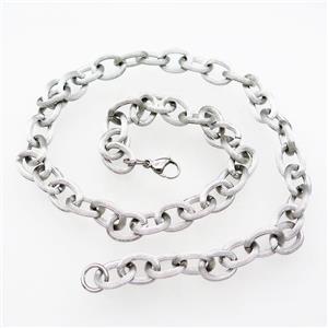 Raw Stainless Steel Necklace, approx 2.5x11x15mm, 54cm length [SSB0973]