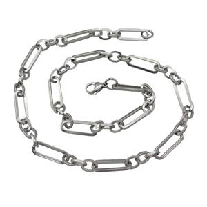 Raw Stainless Steel Necklace, approx 8x10mm, 8-23mm, 54cm length [SSB0978]