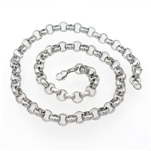 Raw Stainless Steel Necklace, approx 10mm, 54cm length [SSB0982]