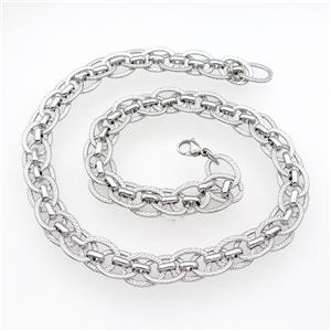 Raw Stainless Steel Necklace, approx 14mm, 54cm length [SSB0983]