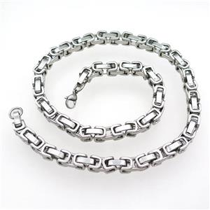 Raw Stainless Steel Necklace, approx 8mm, 54cm length [SSB0986]