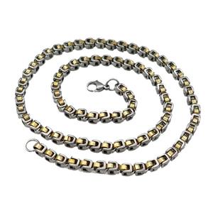 Stainless Steel Necklace Gold Plated, approx 5mm, 54cm length [SSB0992]