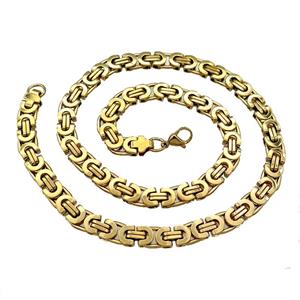 Stainless Steel Necklace Gold Plated, approx 8mm, 54cm length [SSB0995]