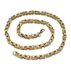 Stainless Steel Necklace Gold Plated, approx 6mm, 54cm length [SSB0996]