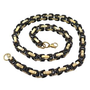 Stainless Steel Necklace Gold Plated, approx 8mm, 54cm length [SSB0998]