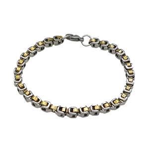 Stainless Steel Bracelet Gold Plated, approx 5mm, 21cm length [SSB1037]