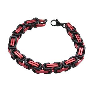 Stainless Steel Bracelet Black Plated Red, approx 8mm, 21cm length [SSB1044]