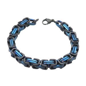 Stainless Steel Bracelet Black Plated Blue, approx 8mm, 21cm length [SSB1045]