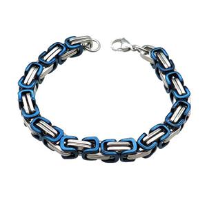 Raw Stainless Steel Bracelet Blue, approx 8mm, 21cm length [SSB1048]