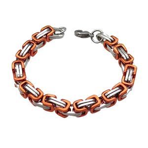 Raw Stainless Steel Bracelet Orange, approx 8mm, 21cm length [SSB1050]