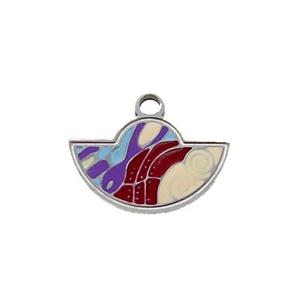 Raw Stainless Steel Pendant Multicolor Enamel, approx 9-15mm [SSB1075]