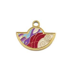 Stainless Steel Pendant Multicolor Enamel Gold Plated, approx 9-15mm [SSB1076]