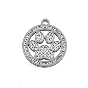 Raw Stainless Steel Paw Charm Pendant, approx 15mm dia [SSB1077]