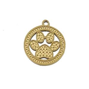 Stainless Steel Paw Charm Pendant Gold Plated, approx 15mm dia [SSB1078]
