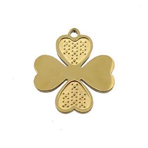 Stainless Steel Clover Charm Pendant Gold Plated, approx 16mm [SSB1080]