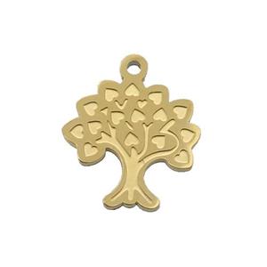 Stainless Steel Tree Pendant Gold Plated, approx 14-15mm [SSB1084]