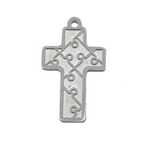 Raw Stainless Steel Cross Charm Pendant, approx 15-21mm [SSB1085]