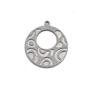 Raw Stainless Steel GoGo Charm Pendant, approx 15mm dia [SSB1090]