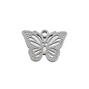 Raw Stainless Steel Butterfly Pendant, approx 10-14.5mm [SSB1094]