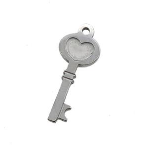 Raw Stainless Steel Key Charm Pendant, approx 7.5-16.5mm [SSB1100]