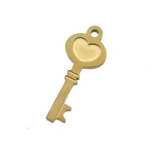 Stainless Steel Key Charm Pendant Gold Plated, approx 7.5-16.5mm [SSB1101]