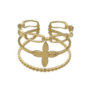 Stainless Steel Ring Gold Plated, approx 8-13.5mm, 18mm dia [SSB1113]