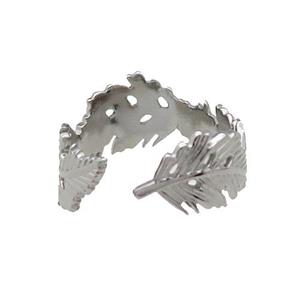 Raw Stainless Steel Ring Feather, approx 9mm, 18mm dia [SSB1118]