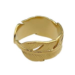 Stainless Steel Feather Ring Gold Plated, approx 10mm, 18mm dia [SSB1124]