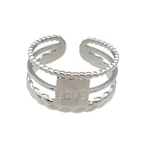 Raw Stainless Steel Ring Love, approx 8-10mm, 18mm dia [SSB1125]