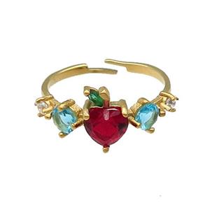 Stainless Steel Ring Heart Gold Plated, approx 9mm, 18mm dia [SSB1151]