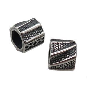 Stainless Steel Tube Beads Large Hole Antique Silver, approx 10x12mm, 8mm hole [SSB1153]