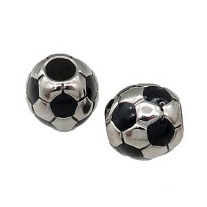 Stainless Steel Football Beads Sport Large Hole Antique Silver, approx 12-13mm, 5mm hole [SSB1154]