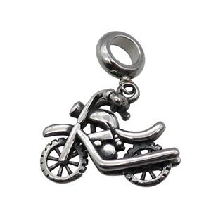 Stainless Steel Motorcycle Charm Pendant Antique Silver, approx 16-22mm, 9mm, 5mm hole [SSB1157]