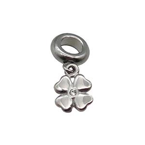 Raw Stainless Steel Clover Charm Pendant, approx 8mm, 9mm, 5mm hole [SSB1160]