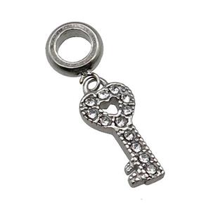 Raw Stainless Steel Key Charm Pendant, approx 8.5-18mm, 9mm, 5mm hole [SSB1161]