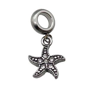 Stainless Steel Starfish Charm Pendant Antique Silver, approx 12mm, 9mm, 5mm hole [SSB1162]