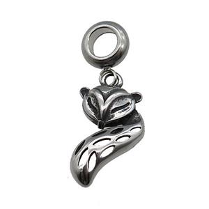 Stainless Steel Fox Charm Pendant Antique Silver, approx 11-20mm, 9mm, 5mm hole [SSB1165]