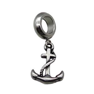 Stainless Steel Anchor Pendant Antique Silver, approx 10-13mm, 9mm, 5mm hole [SSB1171]