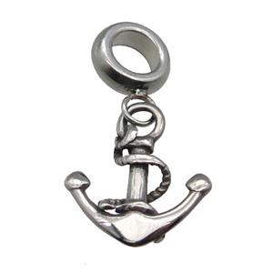 Stainless Steel Anchor Pendant Antique Silver, approx 15-18mm, 9mm, 5mm hole [SSB1175]